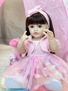 Muñecas <span class=keywords><strong>Reborn</strong></span> de Juguete Suave <span class=keywords><strong>R</strong></span>&B de 22 Pulgadas, Bebé Niña Realista, Suave y Articulada, Muñecas de Vinilo de Moda para Niños - Product Image 6