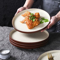 Assiette en mélamine de 9 pouces, ronde, motif pierre, durable, passe au lave-vaisselle, utilisation en restaurant de luxe