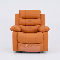 Sillón de Masaje Eléctrico de Cuero Genuino con Función de Vibración, Calefacción, Infrarrojos Lejanos, Sonido 4D, Relleno de Esponja, Extensible