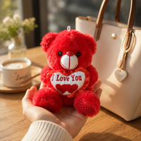 Ours en peluche rouge à paillettes de 21 cm avec boucle de suspension, cœur « Je t'aime », animaux en peluche doux, cadeau de la Saint-Valentin pour petite amie