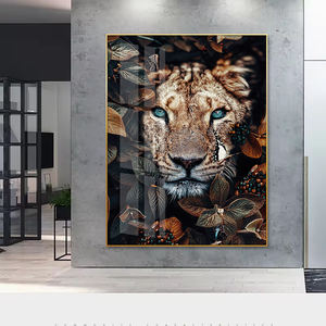 Maison hôtel bureau décoration murale cristal porcelaine poisson avec cadre en alliage d'aluminium peinture sur verre avec crist - Product Image 6