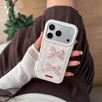 Étui de téléphone en cuir avec nœud étoile pour Apple 17 Pro, compatible avec l'étui iPhone 16, cordon pour iPhone 15 Pro, pour femme, 17