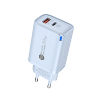 Adaptor pengisi daya Cepat 18W Usb, pengisi daya ponsel dua port A + C QC3.0 PD, pengisi daya dinding tipe c, cepat USB US EU UK