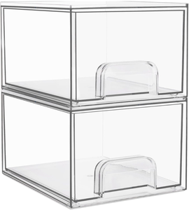 Caja de Almacenamiento Transparente de Gran Capacidad, Apilable, a Prueba de Polvo, Tipo Cajón, de Material Acrílico, para Cosméticos, Artículos Esenciales para el Hogar de Primera Calidad - Product Image 2
