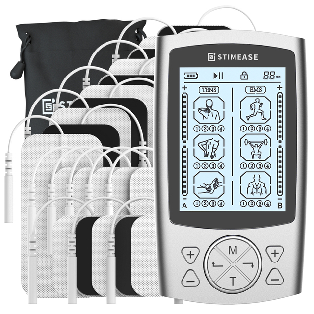 STIMEASE 24 Modes Body Massage Machine Tens7000 Pads Tens for Pain Relief Ems for Muscle Strength USB Rechargeable 13 TENS/16
