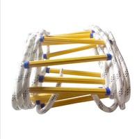 Échelle à corde pliable 10M antidérapante en polyester/nylon, portable, pour évacuation en cas d'incendie, capacité 20kg, mécanisme d'équilibrage à ressort, toutes saisons
