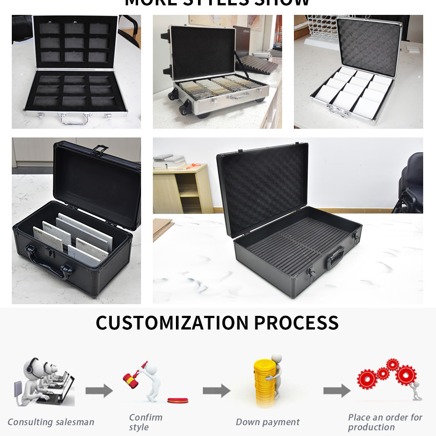 Sample Trolley Case Marble Rock Mosaic Ceramic Wood Floor Granite Quartz Specimen Box Stone Aluminum Suitcase Display For Tile