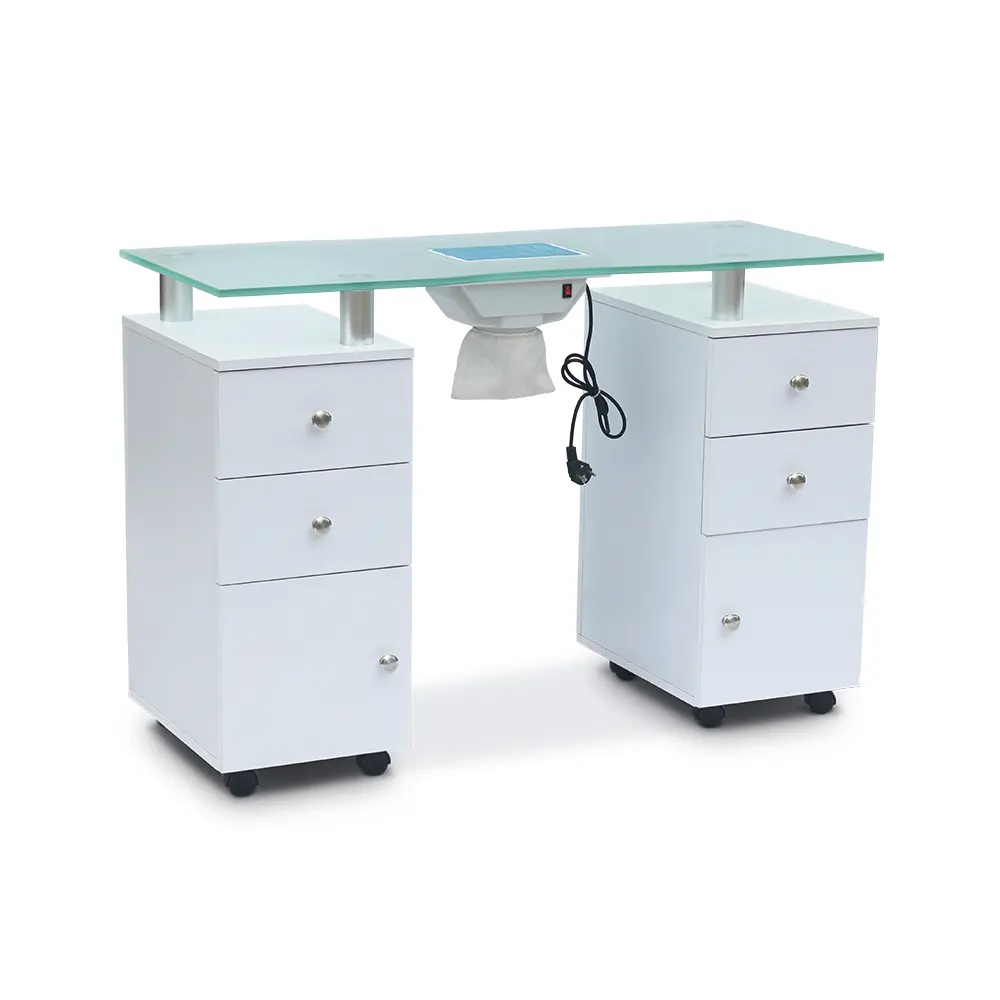 MESA DE MANICURA blanca moderna, muebles de salón de uñas con colector de polvo y luz, original, barata, de fábrica