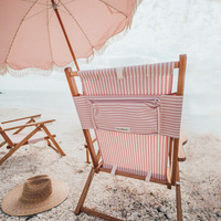 Sac à dos pliable à rayures personnalisées chaise de plage en bois avec poteau en bois parasol à franges parasol parapluie coton glands