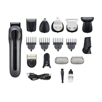 Tondeuse à cheveux professionnelle 14-en-1 avec écran LED, rechargeable par USB, boîtier ABS, faible bruit, pour hommes, usage domestique et hôtelier