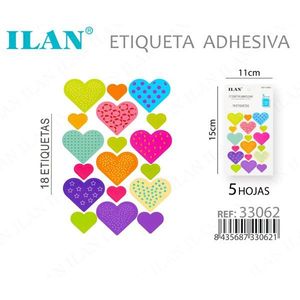 Etichetta Adesiva Ilan 18 Cuori 5 Fogli 11x15cm Colorata Per Indumenti - Product Image 3