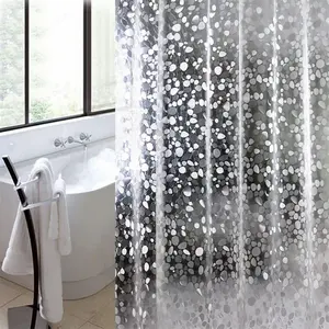 자석이있는 방수 가중 투명 샤워 라이너, 조약돌 좁은 작은 목욕 매트 세트 디자이너 맞춤형 인쇄 샤워 커튼