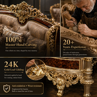 Ensemble de canapés pour salon, en bois massif, sculpté à la main, luxe, feuille d'or 18 carats, style antique européen royal, fabrique de meubles Foshan