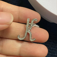 Pendentif Lettre Tendance Personnalisé en Argent Sterling 925 et Zircon Cubique, Unisexe, pour Fêtes et DIY, Accessoires de Collier, Vente en Gros