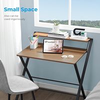 Aucun assemblage requis Petit bureau pliant Bureau d'ordinateur à 2 niveaux avec étagère Table pliable pour petits espaces
