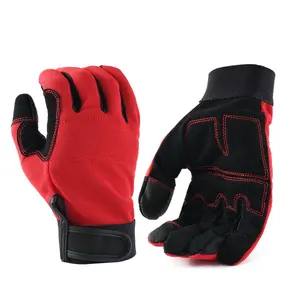 ANMAY sıcak satış kırmızı eldiven mekanik eldiven örgü mikrofiber Terry sentetik deri iş güvenliği eldiveni