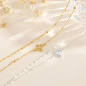 Fine Jewelry 925 Sterling <b>Silver</b> Casual butterfly <b>Bracelet</b> <b>Chain</b> for Ladies 925 <b>Silver</b> Doubale <b>Chain</b> <b>Bracelet</b> Jewelry Wholesale - Product Image 5