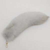 Véritable fourrure d'animal 40 cm Fluffy Blue fox Fur Tail Keychain Gray White fox Tail