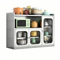 Meuble de rangement multifonctionnel moderne en acier inoxydable pour cuisine, avec compartiment ouvert pour micro-ondes, simple et autonome