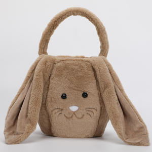 Sac fourre-tout pour enfants AA295 en fausse fourrure de lapin, sac à main, panier de Pâques en peluche avec oreilles de lapin, idéal pour les bonbons et cadeaux - Product Image 4