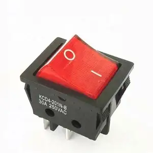 KCD4-201N-B Electric Welding Machine Power Switch With Red Light 30A 250VAC Electric Oven Electric Heater Switch 4Pin 2 Position