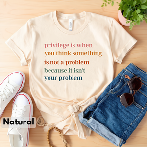 T-shirt Natural Privilege da donna, 100% cotone, girocollo, casual, manica corta, con stampa di lettere, primavera estate - Product Image 2