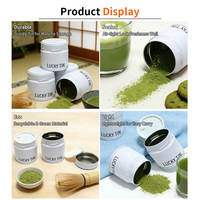 Boîte en fer blanc hermétique personnalisée OEM/ODM, cylindre métallique à double couvercle, vide, 30g, pour matcha