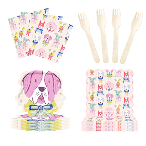 DAMAI - Juego de Vajilla Desechable con Diseño de Perros, Platos, Vasos y Servilletas de Papel para Fiestas Infantiles - Product Image 3