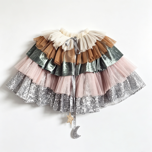 Capa de Princesa para Niñas con Adorno de Luna y Estrella, Diseño de Tul en Capas con Volantes, para Fiestas de Cumpleaños, Ropa Infantil - Product Image 4