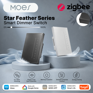 Interruptor de Luz Inteligente con Atenuador de la Serie Star Feather de MOES Tuya, Ajusta el Brillo, Control Remoto por Aplicación, Compatible con Voz, Alexa y Google Home - Product Image 2