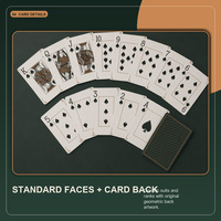 Cartes à Jouer Géométriques Personnalisées en Papier Vert Forêt Cuivré, Écologiques, Durables, Finition Lisse, Idéales pour la Famille et les Jeux d'Association