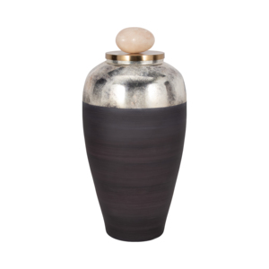 Vaso Decorativo in Vetro con Coperchio in Resina, Forma Ovale per Esposizione su Tavolo del Soggiorno, Elegante Elemento d'Arredo - Product Image 2