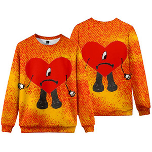 Sweat-shirt unisexe surdimensionné Fitspi en gros, imprimé 3D <span class=keywords><strong>Bad</strong></span> Bunny, pour hommes et femmes, col rond, pull, streetwear Harajuku - Product Image 5