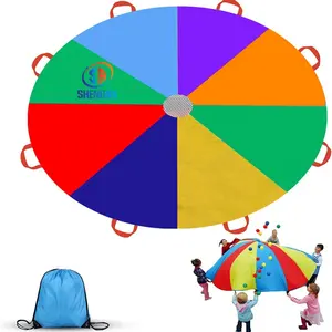 9-foot children's parachute, 8-handle (with ocean ball), outdoor children's parachute cooperative game