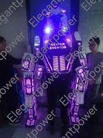 Nouveauté 2024 : Costumes de robot LED en aluminium robuste pour marcheurs sur échasses de boîte de nuit, accessoires de scène