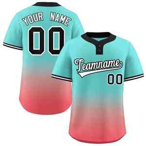 Camiseta de Softbol Personalizada con Degradado Rojo, Blanco y Negro, Estilo Aqua Light, Auténtica, de Dos Botones - Product Image 1