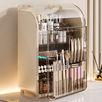 Boîte de rangement multifonctionnelle en plastique pour cosmétiques, soins de la peau et rouges à lèvres, pour coiffeuse, anti-poussière, luxe léger