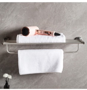Toallero de Pared Moderno de Acero Inoxidable Cepillado con Estante, Soporte Fijo para Toallas de Baño, Organizador - Product Image 2