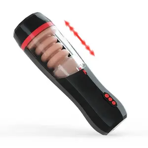 Masturbation masculine tasse masturbateur vibrateur vagin artificiel sex toy chatte pour homme avec 5 télescopiques et 10 réglages de vibration