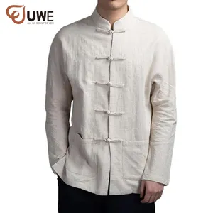 명상 패션 중국 스타일 남자 셔츠 남성용 전통적인 쿵푸 태극권 면화 린넨 탕 세트 유니폼 셔츠
