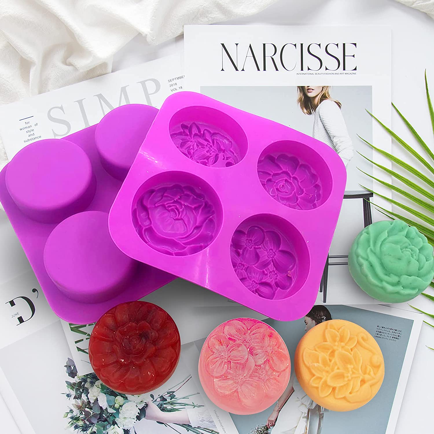 Ototon Stampo per Sapone in Silicone Rotondo Stampi per Sapone a Mano Torte Gelatine DIY