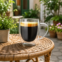 Vente directe usine : Tasses à café en verre borosilicate à double paroi personnalisées