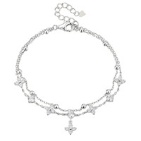 Bracelet Lucky Duet, luxueux et au design unique, double couche, trèfle à quatre feuilles, argent sterling