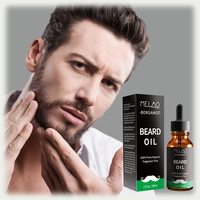 Huile à Barbe Bio Végane pour Hommes Melao à la Vitamine C - Kit de Toilettage Marque Blanche Parfum Bois de Santal Sans Fixation pour Soin et Croissance de la Barbe
