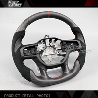 Volant en fibre de carbone mat personnalisé Rebel pour Dodge Ram TRX 1500 3500 4500 18-22 avec palettes de changement de vitesse et poignées en microfibre