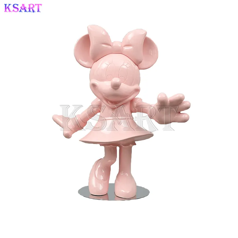 Home Decoration Eröffnung Geschenk Maus Skulptur Cartoon Hand Office Mickey und Minnie Pink Sprüh farbe Effekt Harz Handwerk DIS Charm