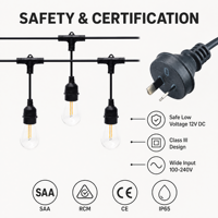 Guirlandes lumineuses LED certifiées SAA RCM, extérieur, IP65, étanches, commande intelligente par application, lumières de jardin, 12V, basse tension, prise AU