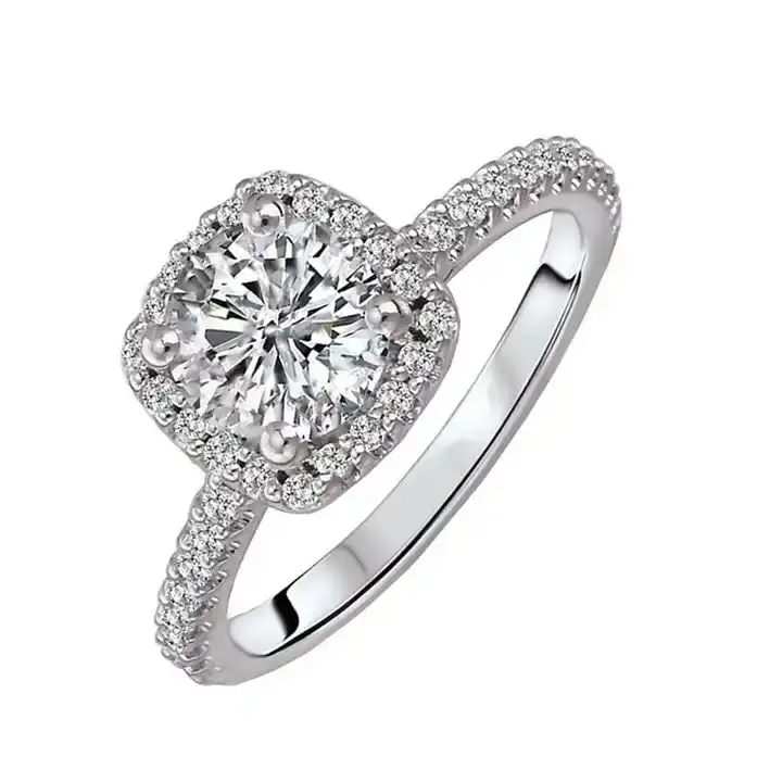 Joyería fina de alta calidad, diseño de Plata de Ley 925, boda, 0.5Ct, 1Ct, anillos de compromiso de diamantes de moissanita para mujer