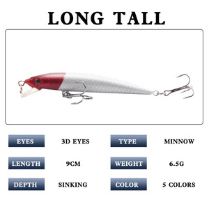 Leurre Minnow XY-289 9cm 6.5g, leurre dur coulant pour la pêche en eau douce, leurre de fond, appâts artificiels en plastique - Product Image 5