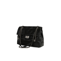 Sac bandoulière polyvalent en cuir avec chaîne tressée, sac à rabat classique pour les trajets quotidiens
